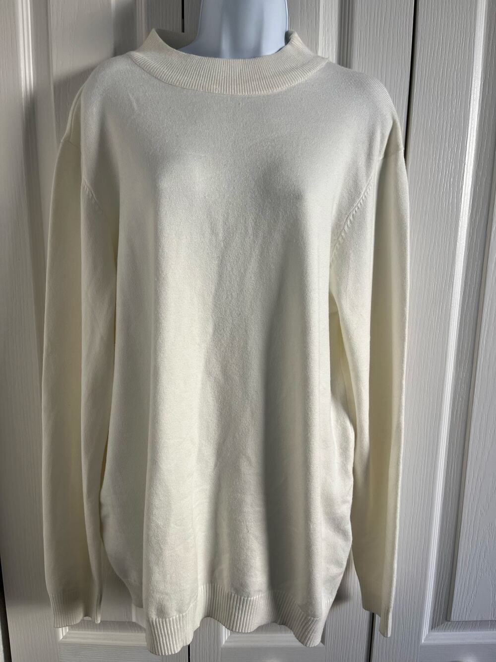 X-Ray Jeans Men’s Ribbed Knit Sweater 2XL Cream Off White Long Sleeve Crewneck